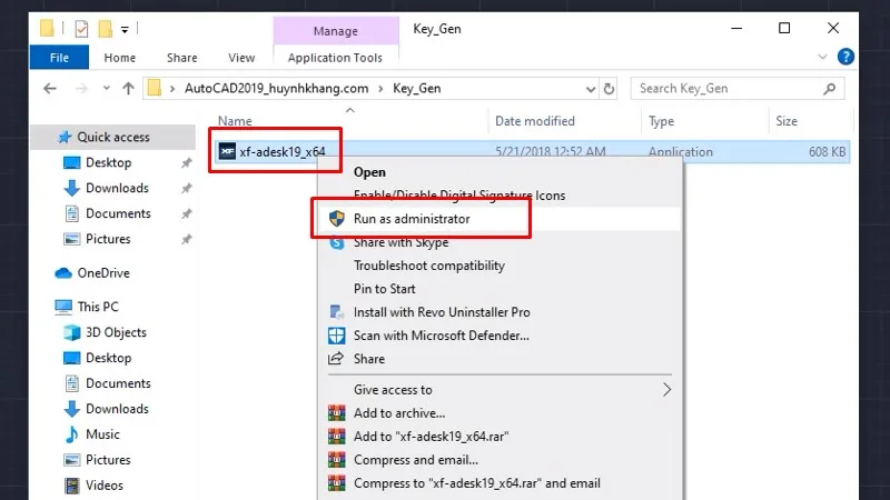 Chuột phải vào file như hình rồi chọn Run as admin...