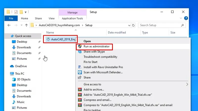 Chuột phải vào file như hình và chọn Run as admin...