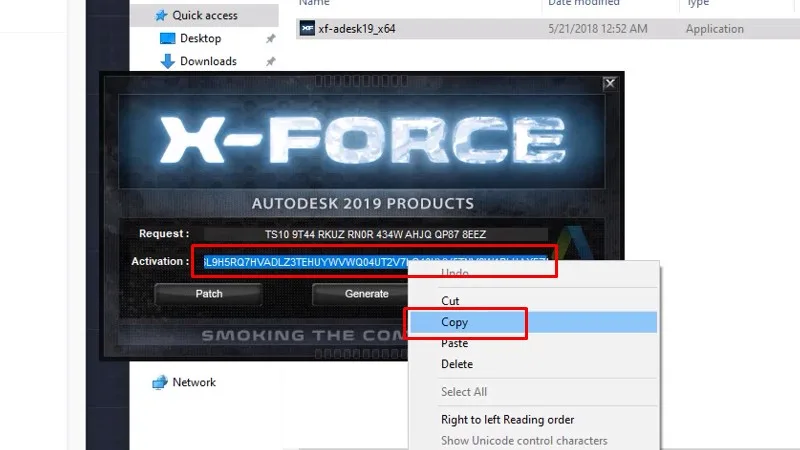 Copy Activaton như hình