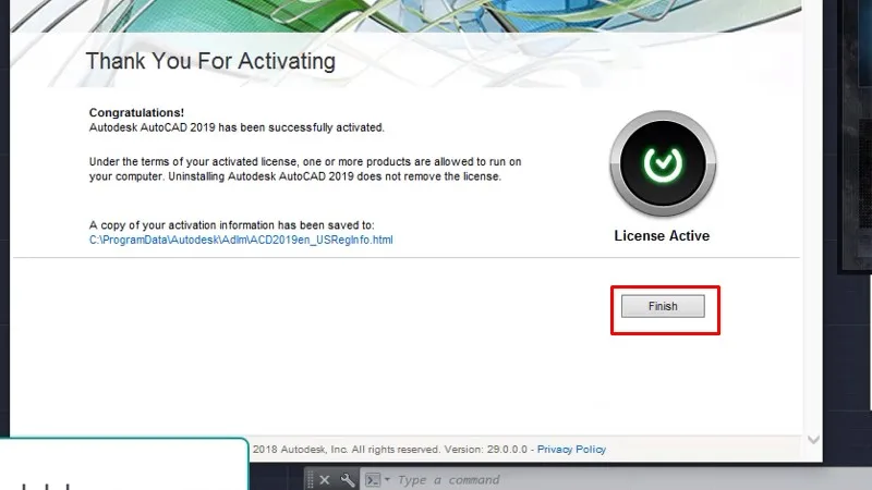 Bấm Finish hoàn thành cài đặt và kích hoạt dùng thử
