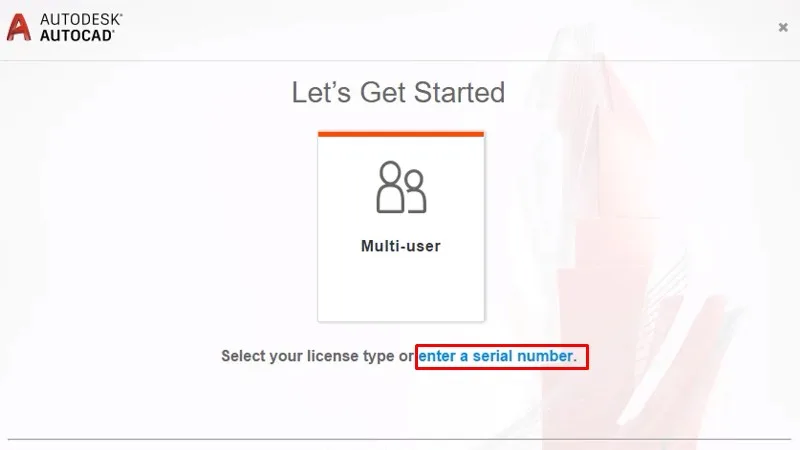 Bấm vào enter a serial number