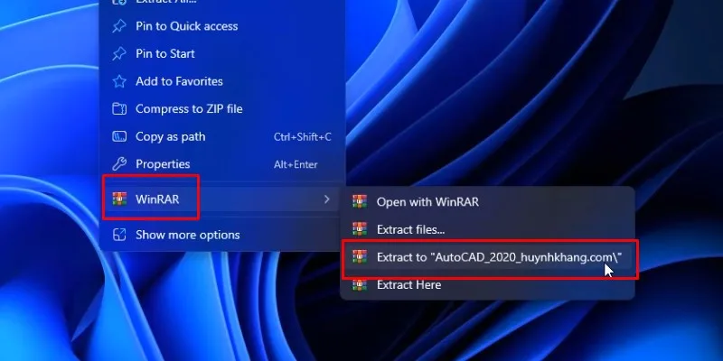 Giải nén phần mềm Autocad 2020