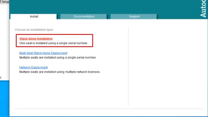 Bấm vào Stand Alone Installtion