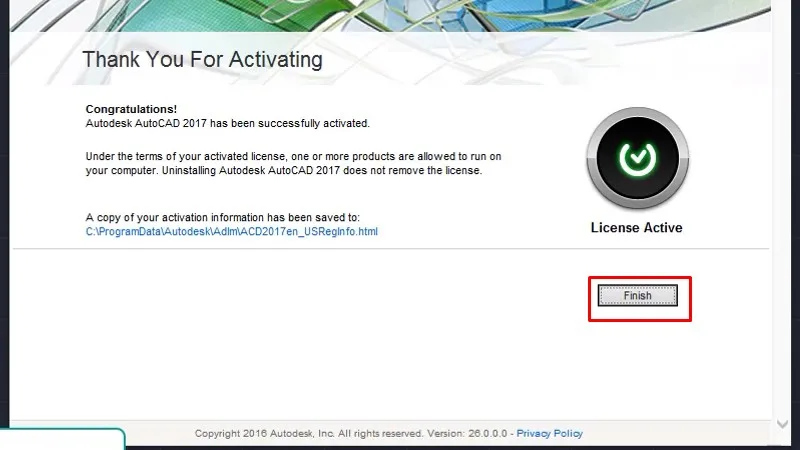 Bấm Finish hoàn thành quá trình cài đặt và kích hoạt dùng thử
