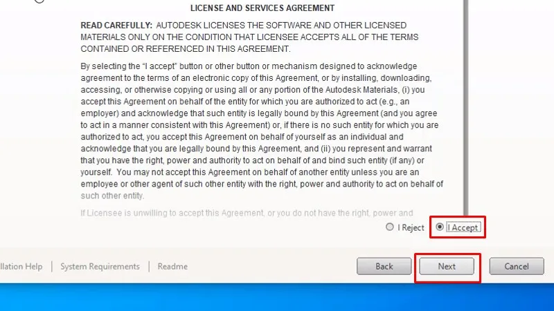 Tích vào I Accept và bấm Next